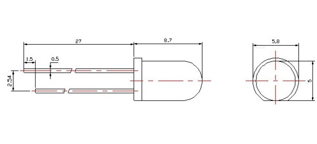 ODM 800nm 810nm сквозное отверстие 5 мм Инфракрасный светодиод черная линза|Подвесные