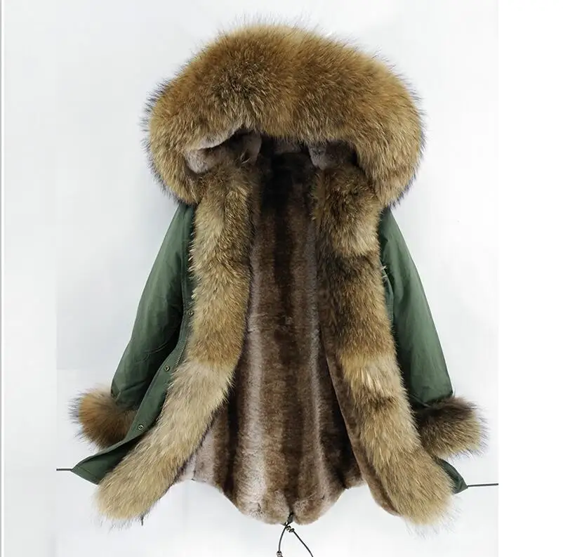 Rabbit fur liner A Mao KongLong парка зимняя куртка женские парки пальто из натурального меха натуральный мех енота капюшон Подкладка из натурального кроличьего меха Роскошная уличная одежда - Цвет: Rabbit fur liner A