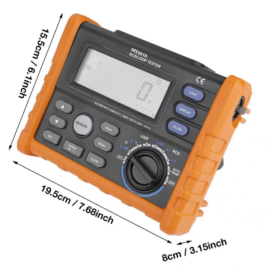 Megger PEAKMETER MS5910 цифровой измеритель сопротивления RCD петля тестер сопротивления мультиметр Megohmmeter