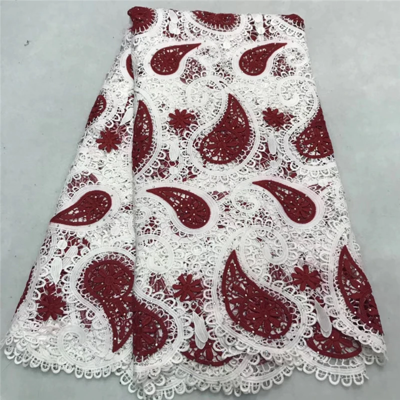 VILLIEA Embroidery Design African Cord Lace Fabrics High Quality Nigeria Wedding Dress Water Soluble Guipure Fabric | Дом и сад