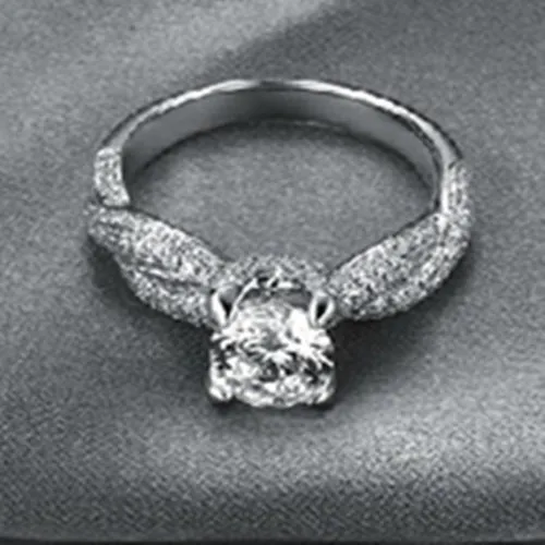 

THREEMAN Unique Brand Moissanite Diamond Solid 18K White Gold Jewelry Paved Semi 1CT Engagement Moissanite 4Prongs Ring Positive