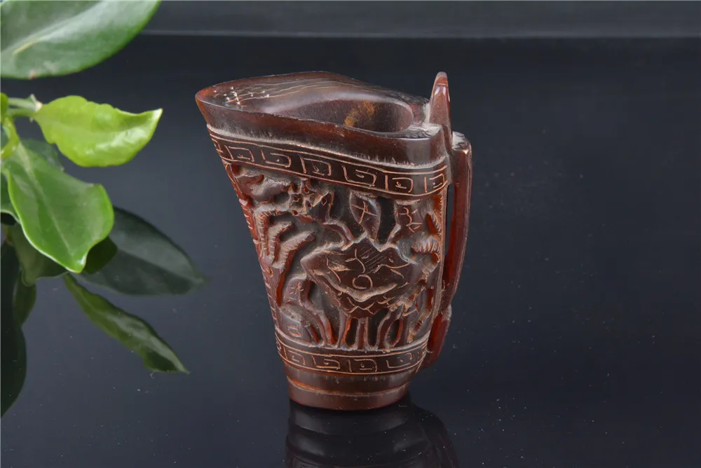 Коллекция Старый тибетский Bison horn bone cup Lotus &amp Fish лучшее украшение и коллекция