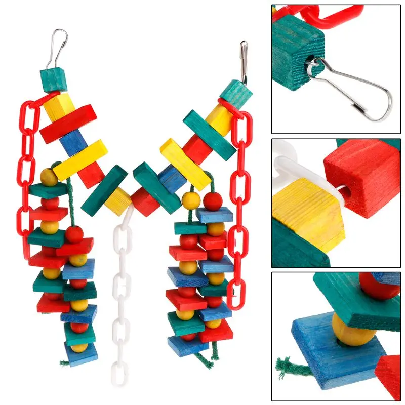 Попугай Игрушка красочные деревянные нити мост окунь цепь кулон играть забавное