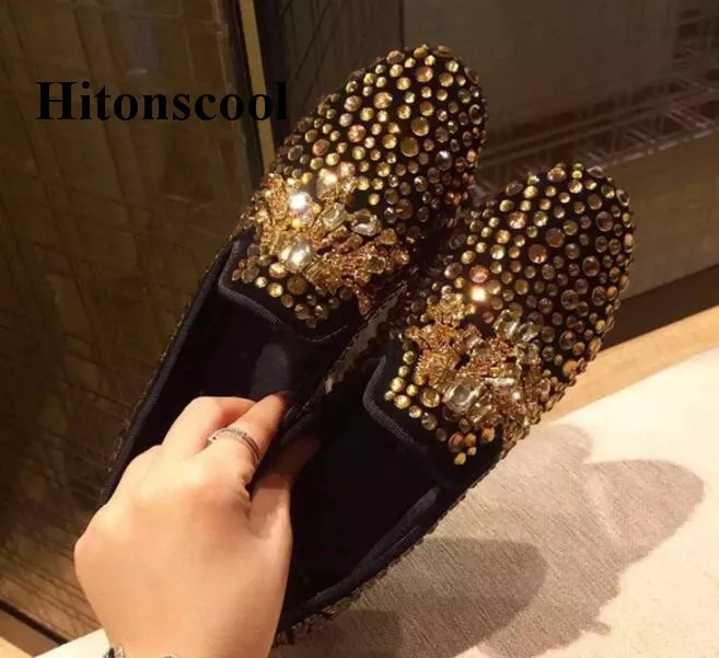 Женские туфли Стразы с острым носком женские лоферы европейские балетки