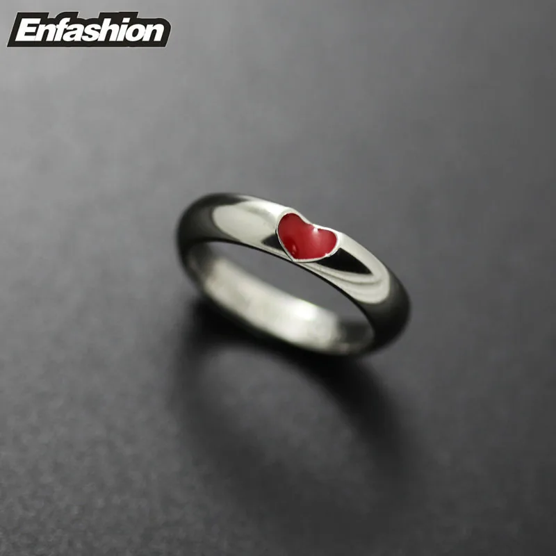 EnFashion кольцо с сердцем красного цвета Любовь палец Пара Кольца для женщин милые