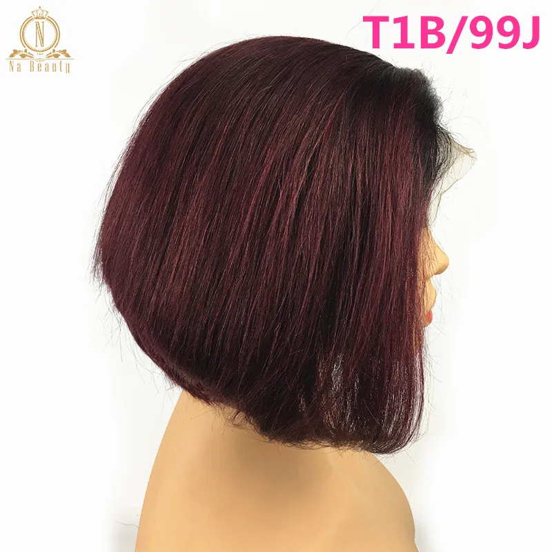 13x6 Lace Front Human Hair Short Bob Wigs Pixie Cut Ombre Color 1B 27 613 Blonde Black Straight For Women Brazilian Remy Hair - Цвет: 1b99J