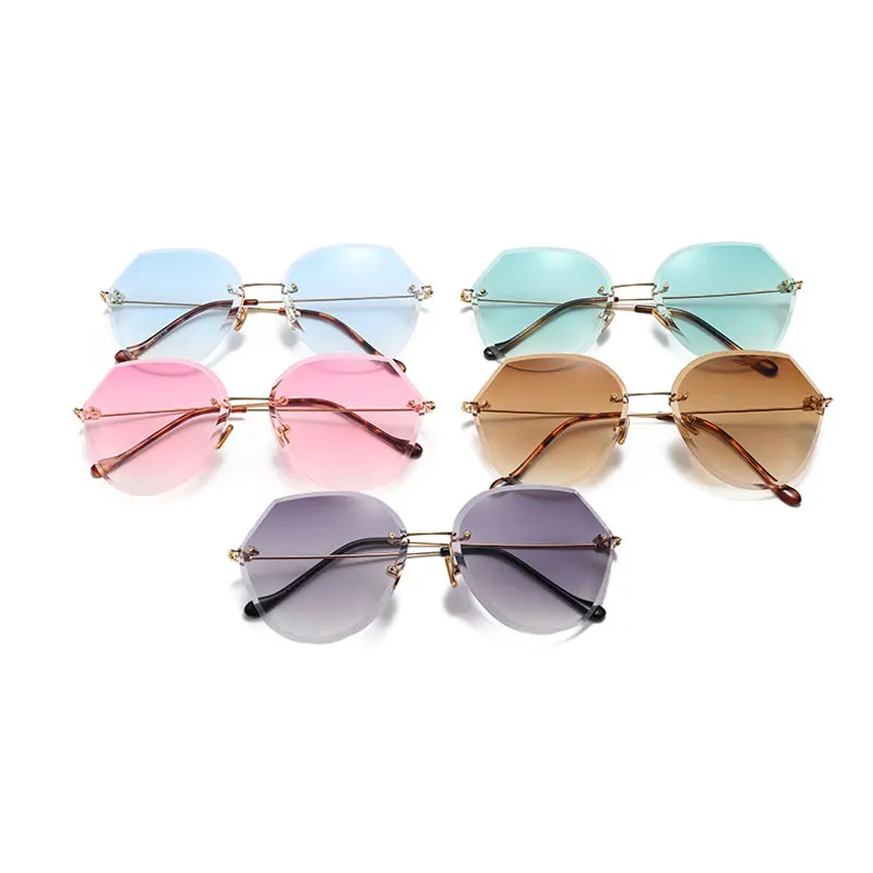 Женские солнцезащитные очки без оправы с градиентными линзами|brand designer sunglasses|brand
