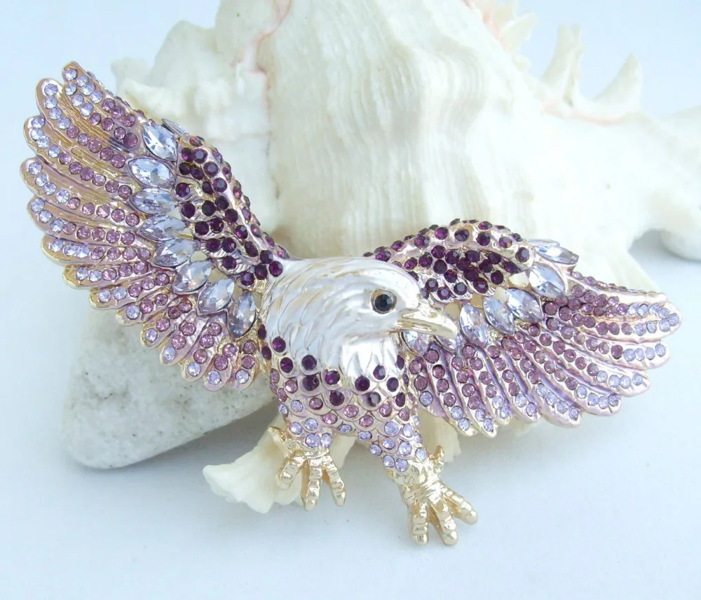 Уникальная брошь с орлом в виде птицы фиолетовая австрийская подвеска