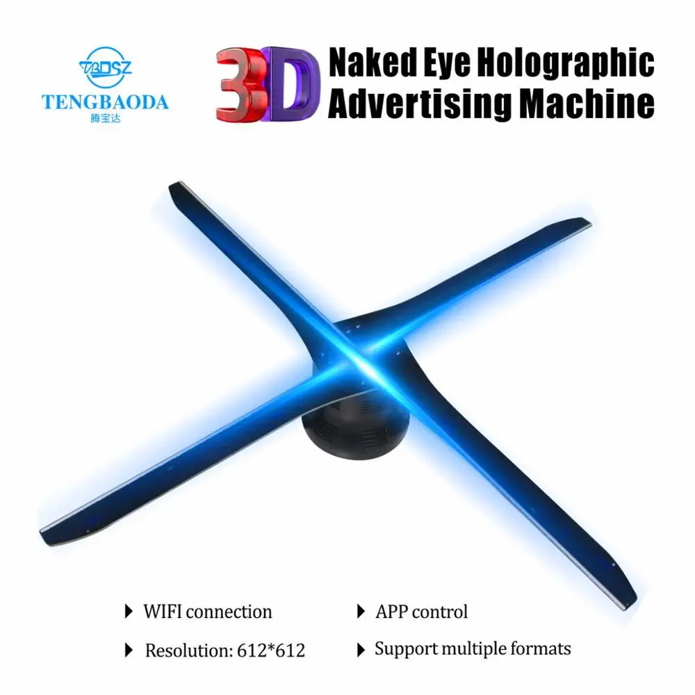 TBDSZ 56 см HD Wifi голый глаз 3D шлем-проектор голограмм голографический проигрыватель светодиодный дисплей Вентилятор Магазин Бар Украшение рекламный свет
