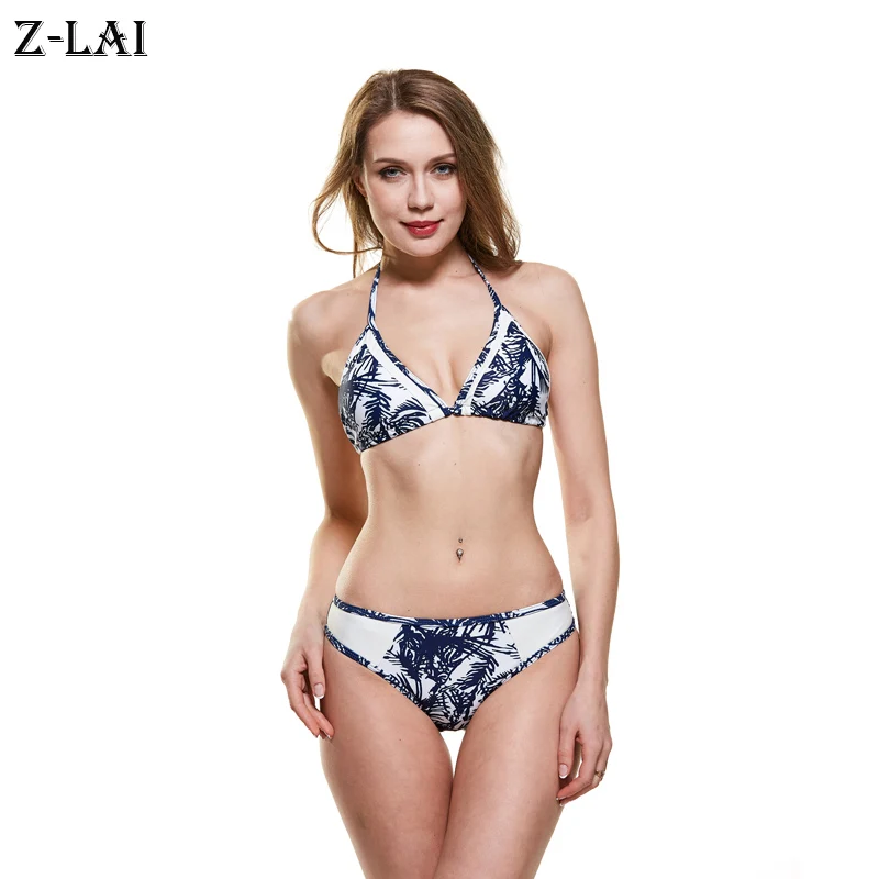 

Z-LAI Sexy Patchwork Bikini Set Halter Swimwear Female Push Up Low Waist Swimming Suit High Quality Padded Bra Beach Wear 2018