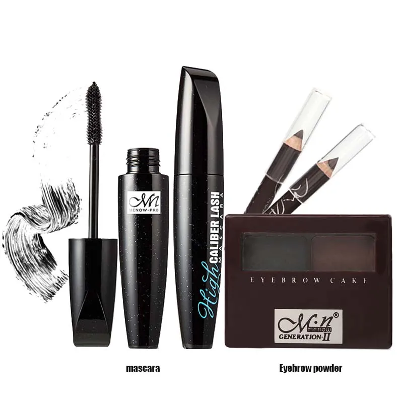 Menow бренд Make Up Set черный Тушь для ресниц Водонепроницаемый толстый длинный замок Цвет и два-цвет бровей porwder пояс подарки два Подводка для глаз 5398