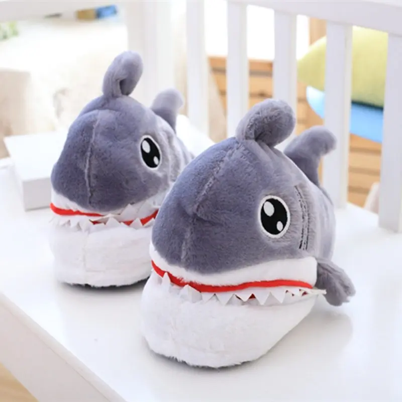 1 пара милые плюшевые животные игрушки Shark в форме обувь зимняя внутренние для