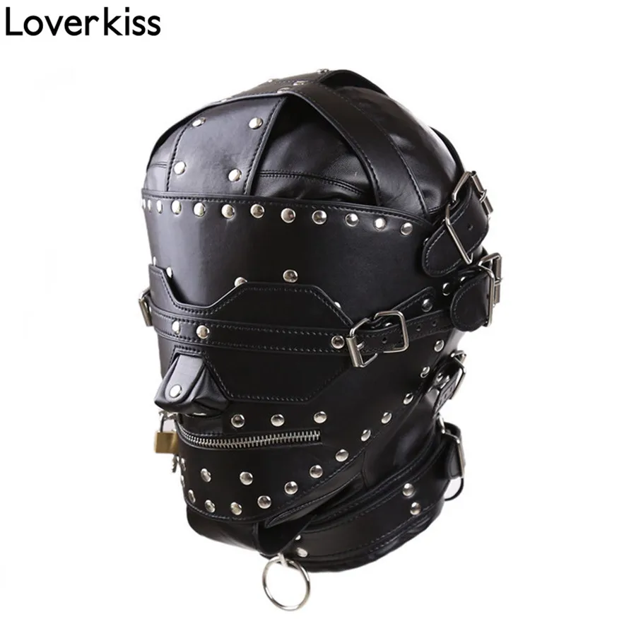 Маска для бондажа Loverkiss маска бандаж из искусственной кожи взрослых|bondage hood|head