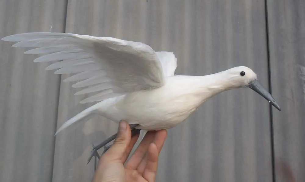 

plastic foam & feathers Little Egret bird about 38x36cm spreading wings white egret art model toy,garden decoration gift w0234