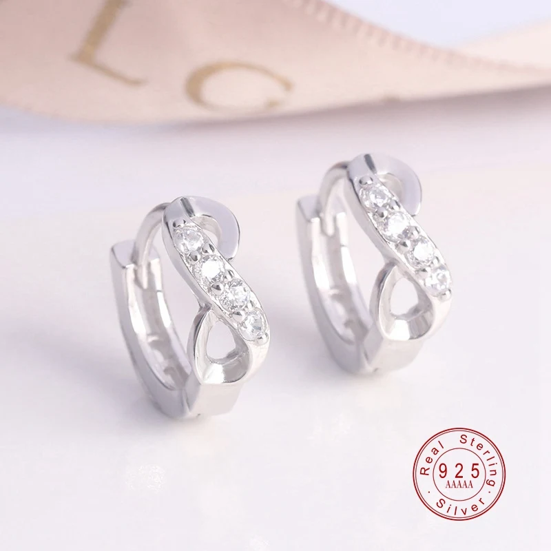 Silver Изысканные 925 пробы серебряные/Золотые сверкающие серьги-гвоздики с бантом и бесконечным прозрачным фианитом женские вечерние Роскошные ювелирные изделия Brincos - Окраска металла: Silver