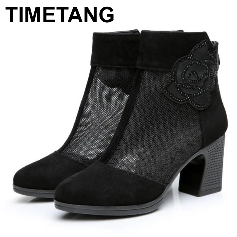 TIMETANG 2018 Новый горный хрусталь с сеткой и цветочным узором Летние туфли Женские