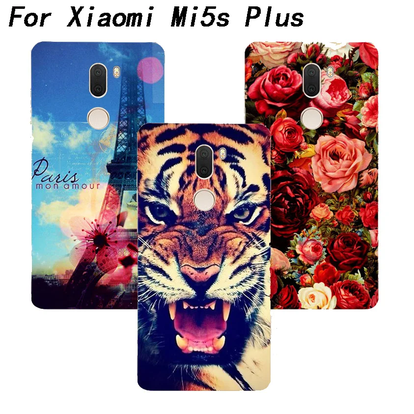 Чехол для Xiaomi Mi5S Plus Модный чехол с тигром совой розой Эйфелевой башней Жесткий из