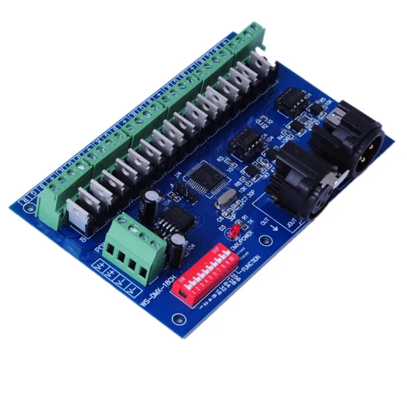 LED контроллер RGB WS-DMX-18CH DMX 512 18 каналов 12В-24В декодер контроллер диммер для RGB светодиодной ленты лампы света.