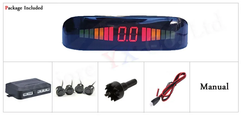 Koorinwoo Car Parking Sensors LCD Display 4 Radars bibi Alarm Alert Indicator Probe Parktronic Car-detector Grey White