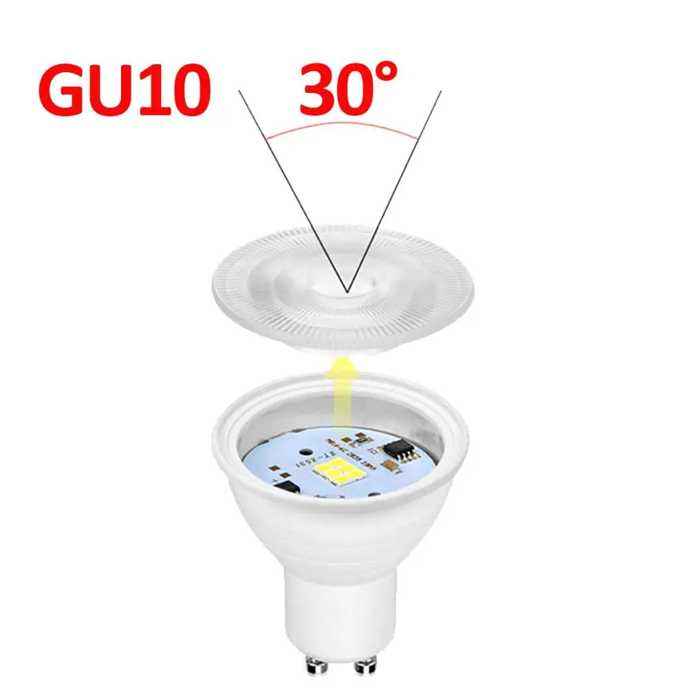 GU10 30 Degree 220V GU10 светодиодный лампы Auminum MR16 светодиодный светильник 30/120 градусов 7 Вт Точечный светильник Крытый настенный светильник для прихожей Точечный светильник для потолка gu 10 светодиодный ампулы - Испускаемый цвет: GU10 30 Degree