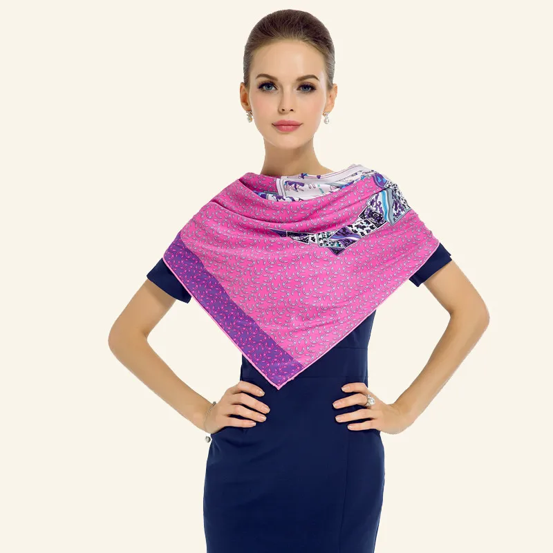 Квадратные шарфы с рисунком в европейском стиле супер большой саржевый Шелковый