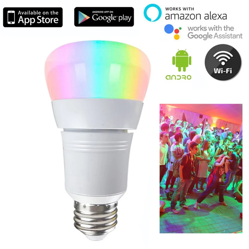 Умный WiFi светильник лампа 8 Вт RGB Bluetooth меняющая цвет с регулируемой яркостью Wake Up