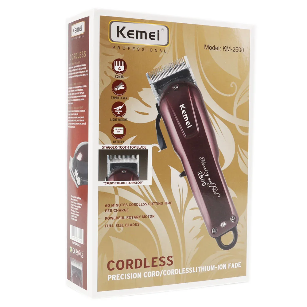 Kemei моющаяся электрическая машинка для стрижки волос 110 V-220 V Перезаряжаемые бритвы для Для мужчин Детские аккумуляторная машинка для стрижки бороды и усов; машинка для стрижки волос