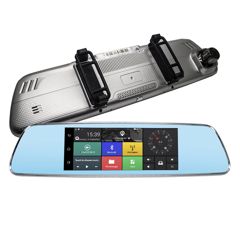 7 &quot3G автомобиля Камера DVR GPS Bluetooth Двойной объектив Зеркало заднего вида видео