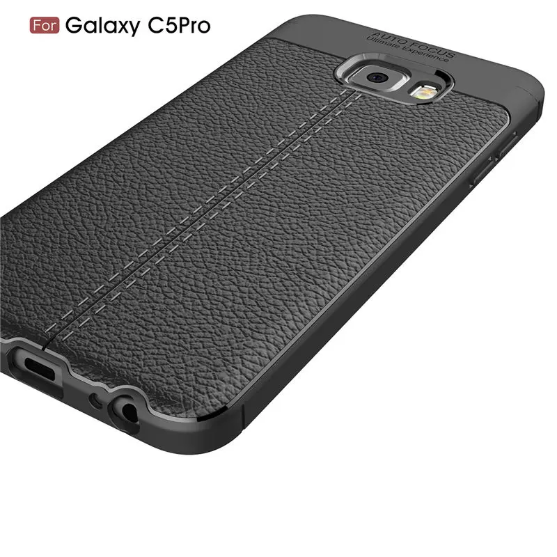 Ультратонкий чехол s для samsung Galaxy C5 Pro мягкий силиконовый из ТПУ с рисунком личи |