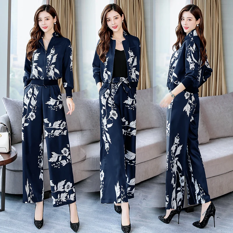 Fashion New 2019 Women 2 Piece Set Suit Female Long Sleeve heart printing Work Clothes Trousers Autumn Suits H014 | Женская одежда