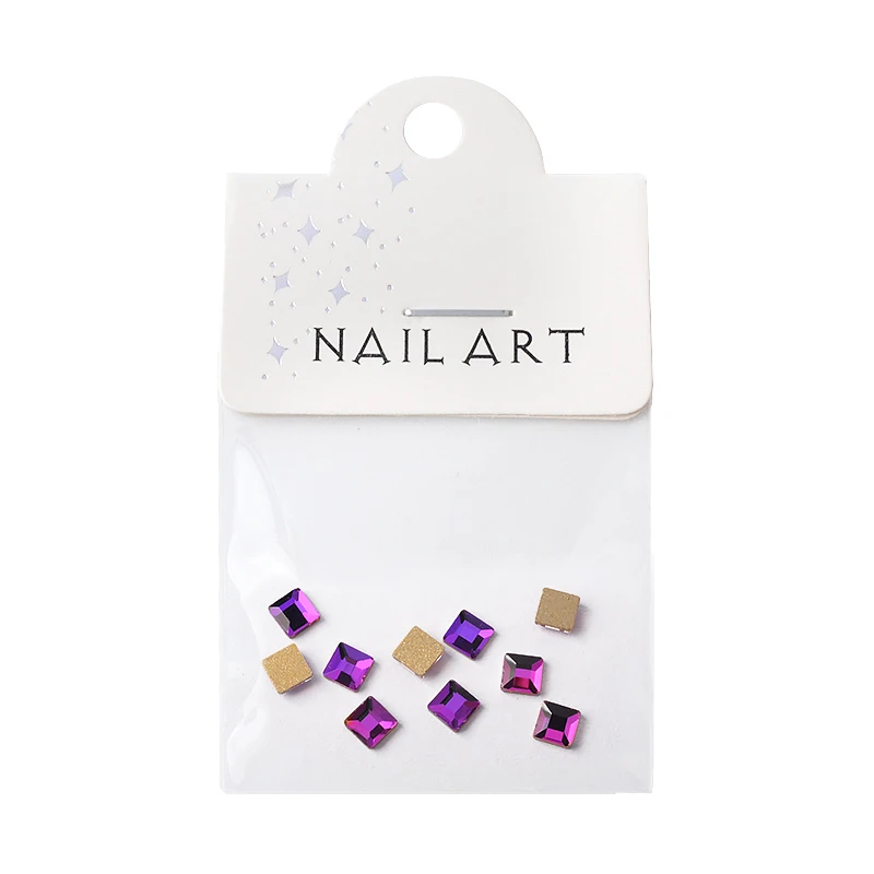 

10pcs/set nail art rhinestone for 3D manicure 10 colors square shape flat back diamond rainbow colors nail art glass drill MZ104