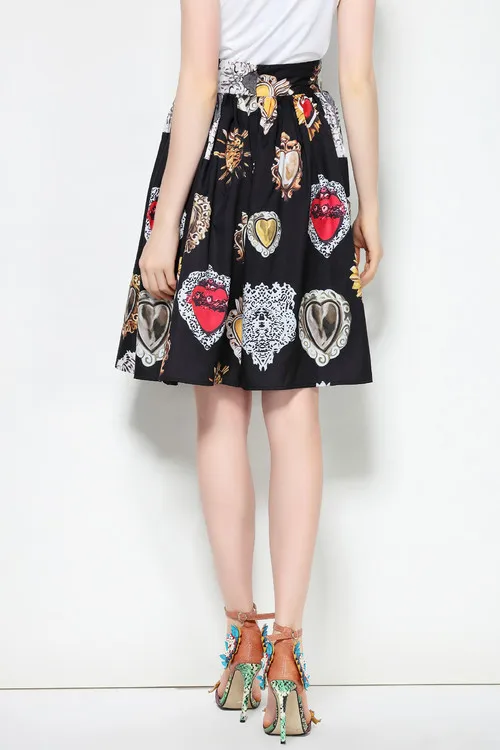 

New Arrival High Quality Runway Fashion High Waisted Skirts Womens 2019 Summer Fashion Diamond Print Casual Plus Size Skirt