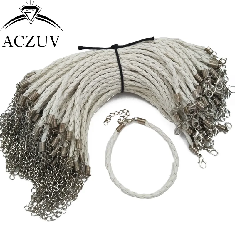 100 шт. плетеная веревка из полиуретана Lether браслет шнур с удлинителем цепи для