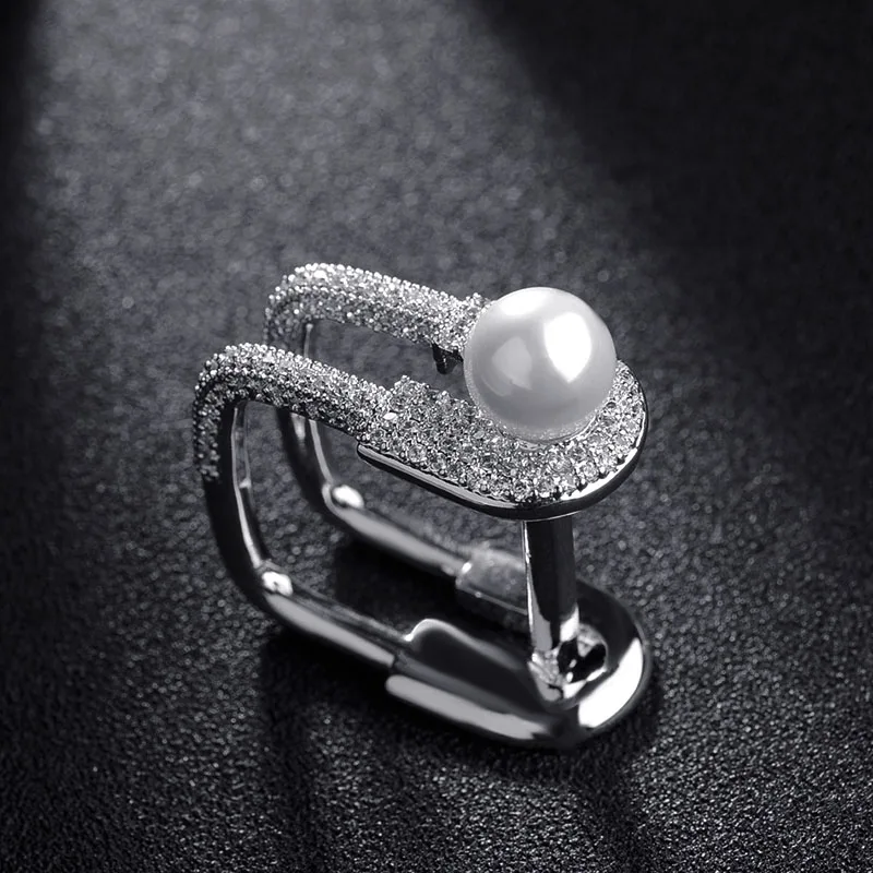 Изысканный белый золотой цвет синтетический жемчуг отверстия кольца для женщин