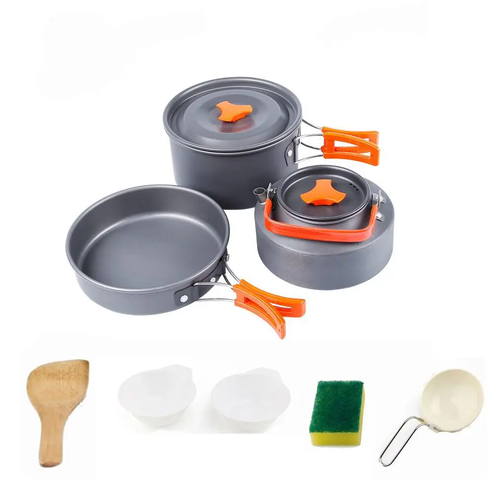 

Outdoor Camping Cooking Set 1-2 Cookware picnic set travel tableware Non-stick Pots Pans