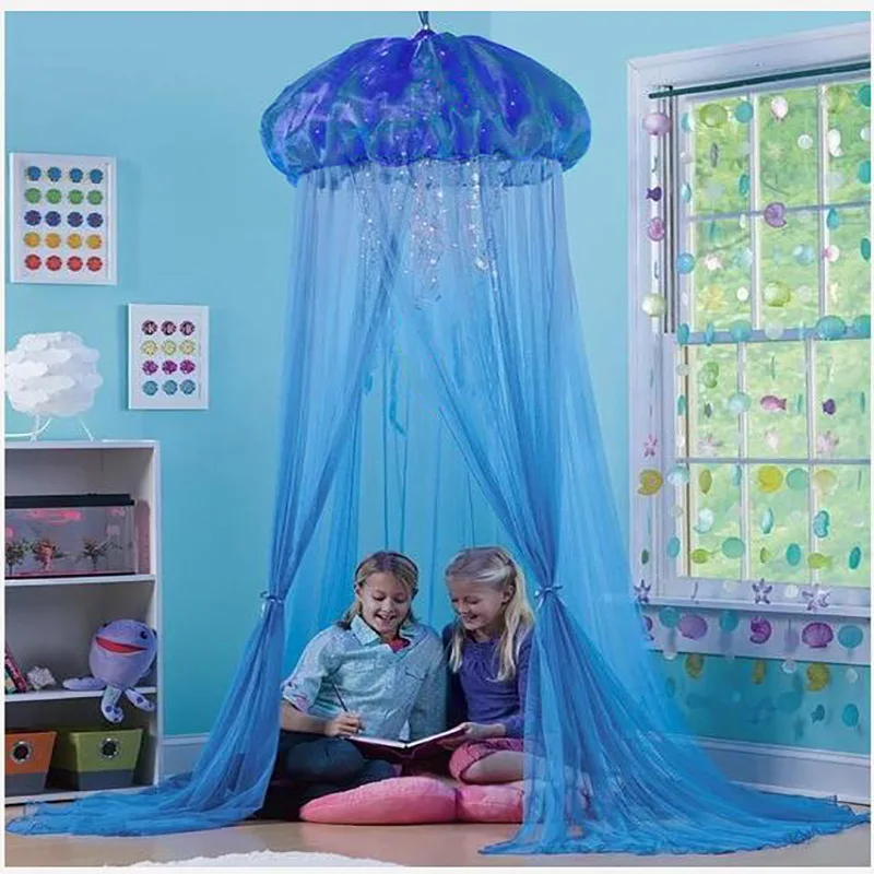 Детский навес принцессы для кровати украшение детской комнаты сетка медузы детская круглая палатка с