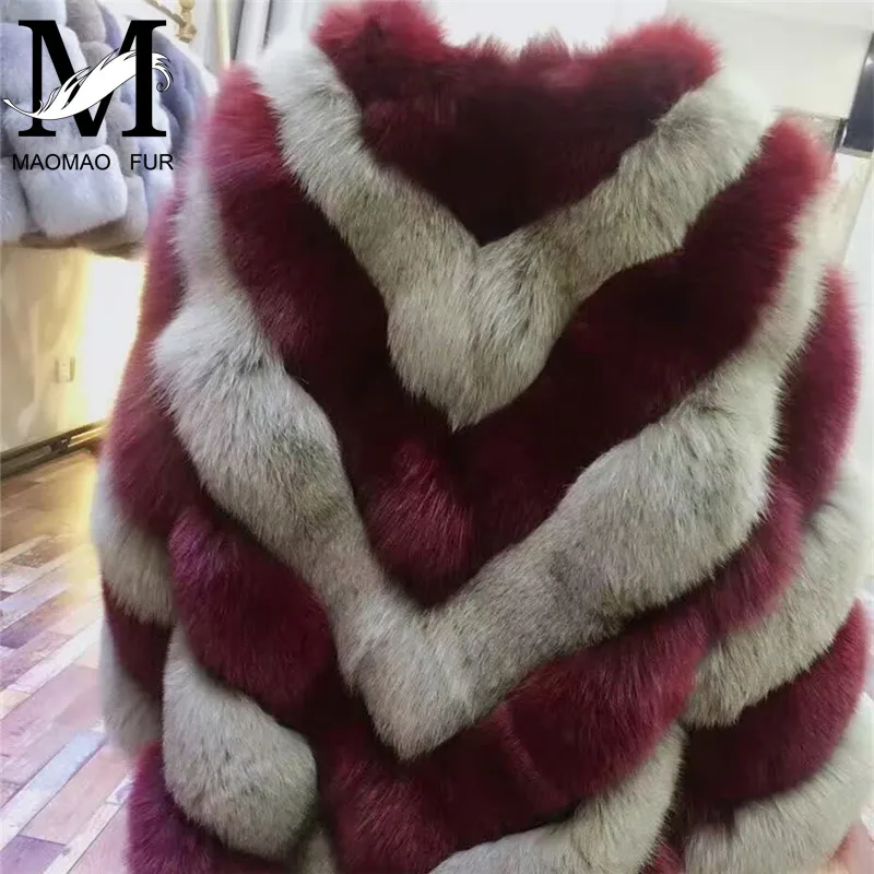 MaoMao Fur QC2302 Multicolor Fox Coat Winter Warm Fashion Style Real Natural Coats Ladies Big Jacket | Женская одежда