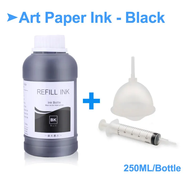 Black-250ml 250 мл/бутылка художественная бумажная чернильная бутылка для Epson P50 P60 L800 1390 1400 1410 1500 Вт Заправка принтера чернила художественная бумага пигментные чернила для Epson - Цвет: Black-250ml