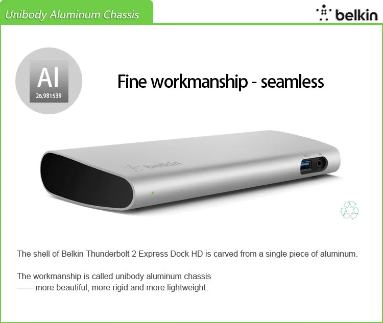 Belkin Thunderbolt 2 Express Dock HD с кабелем (20 Гбит/с USB3.0 HDMI1.4 сетевой карты аудио/видео)