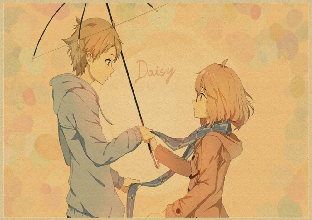 Kyokai no kanata Мирай Курияма Наклейка на стену плакат из крафт-бумаги наклейки японский домашний декор крафт-бумага наклейки на стену - Цвет: Серый