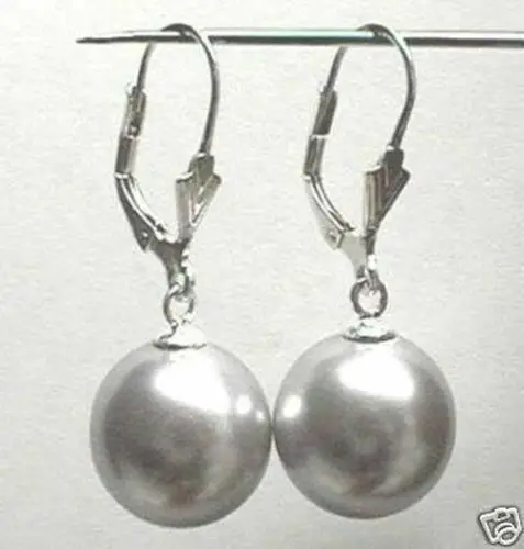 

Selling Jewelry>>>12MM Grey Shell Pearl Drop Earrings AAA+