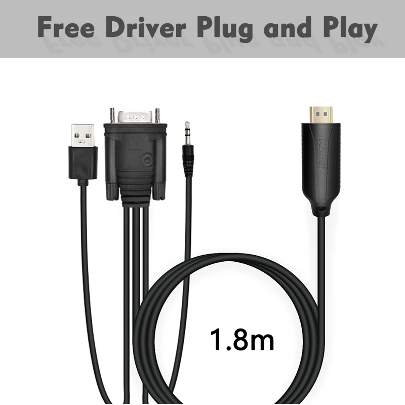 VGA Аудио usb кабель HDMI vga2hdmi декодер адаптер конвертер 1 8 м штекер с аудио USB vga hdmi 1080P