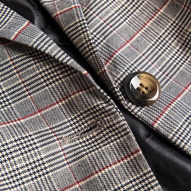 Классическое платье в клетку женские офисные Блейзер элегантное с длинными