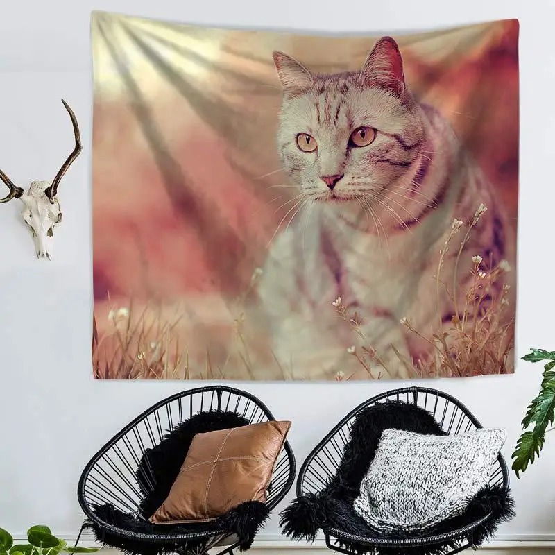TUEDIO 3D Creative Cute Cats Series Pattern Polyester Tapestry Animal Printed Pets Wall Hanging Mural Living Room Home Decor | Дом и сад