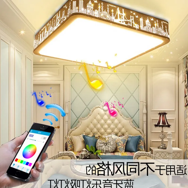 Современный потолочный светодиодный RGB светильник с динамиком и Bluetooth