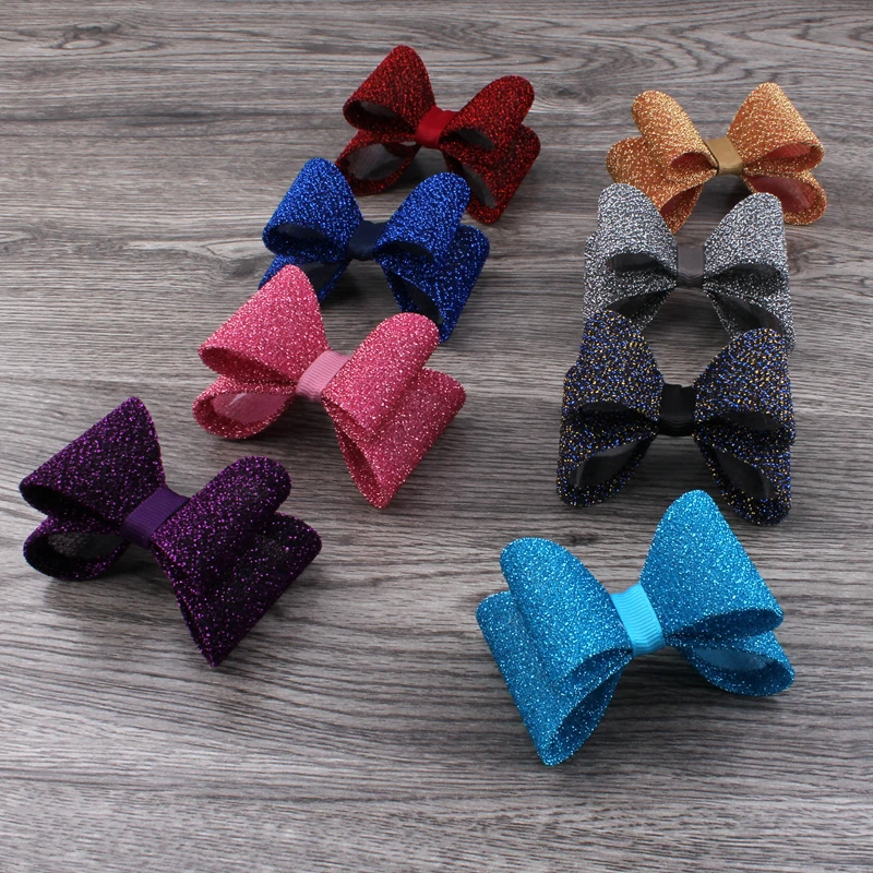 

50pcs/lot 16colors Newborn Luxe Gold Dust Kids Bows for Headbands/Hair Clips Shiny Hard PVC Bow For Kids Girls Hair Accessories