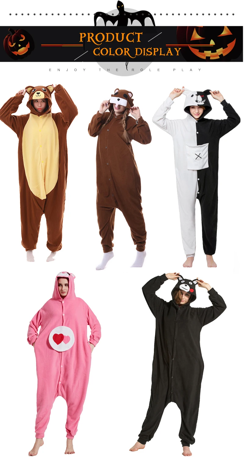 Аниме кигуруми костюм Kumamon животных Медведь Onesie пижамы для взрослых мужчин женщин Косплей мягкий теплый зимний комбинезон одежда для сна