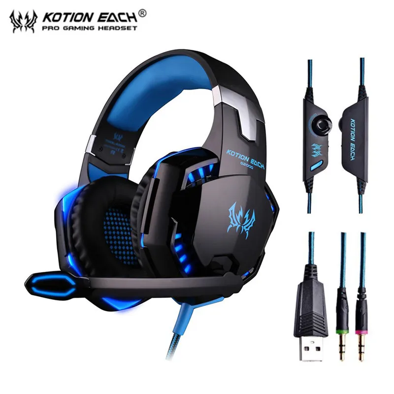 Игровая гарнитура G2000 Gamer проводные наушники с микрофоном светодиодная подсветка