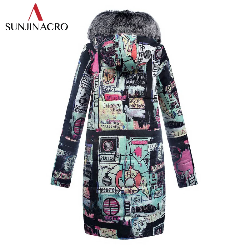 SUNJINACRO Bohemian толстые теплые ватные подкладочные парки с капюшоном женские зимние