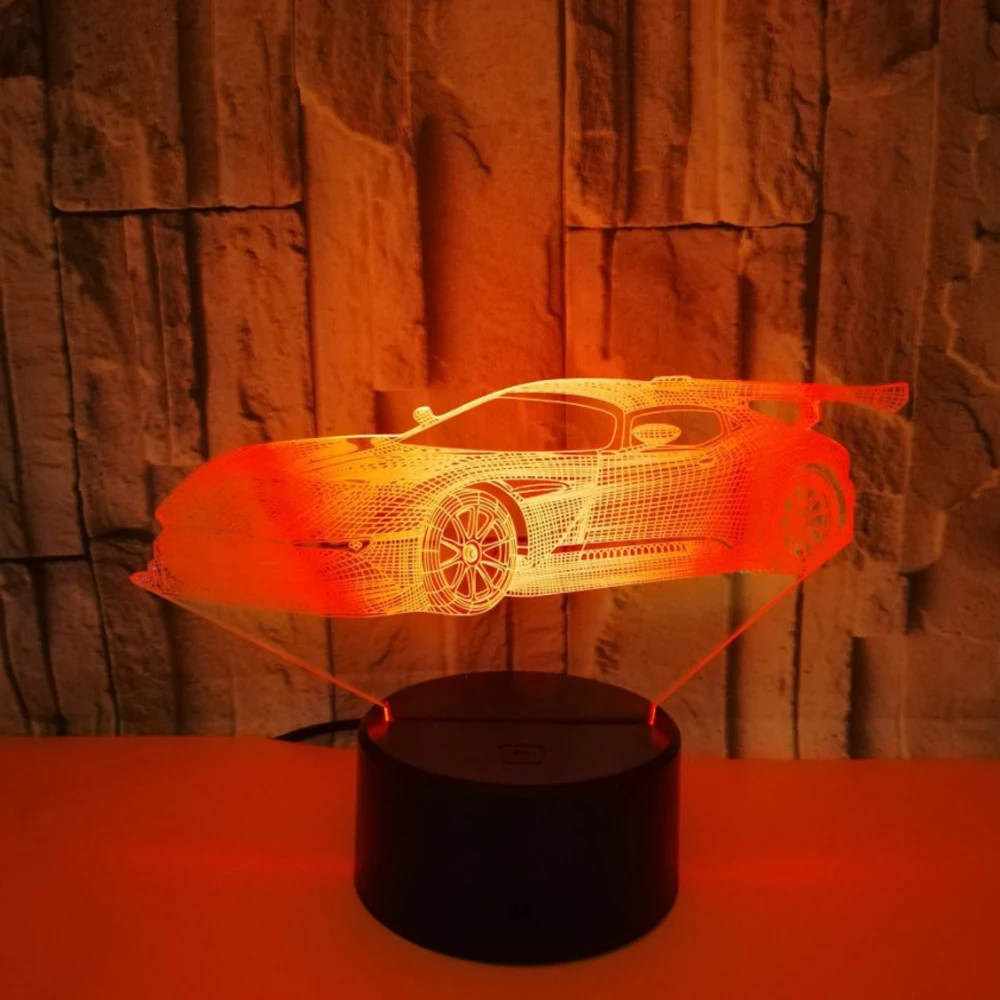 Крутая супер Автомобильная акриловая 3D лампа 7 цветов маленький ночник детские